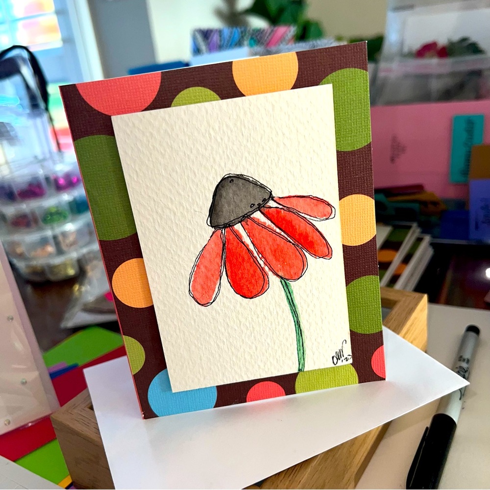 Original Art Watercolor Flower Greeting Card